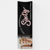 Zestig roze 60ste verjaardag foto op zwart spandoek (Verticaal)