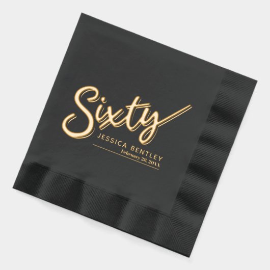 Zestig script tekst 60e verjaardag aangepaste naam folie servetten (Links)