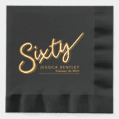 Zestig script tekst 60e verjaardag aangepaste naam folie servetten (Voorkant)