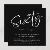Zestig Stijlvolle Eenvoudige Zwart Wit 60ste Verja Kaart (Voorkant / Achterkant)