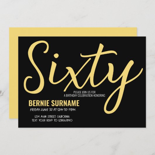 Zestig Verjaardag 60ste Eenvoudige Verjaardagsfees Kaart (Voorkant / Achterkant)