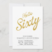 Zestig witte en goudmatige zestigste verjaardag kaart (Voorkant)