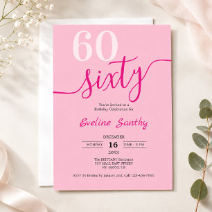 Zestig Zestigste Blush Roze 60ste Verjaardagsfeest Kaart