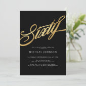 Zestig zwart en goud moderne 60e verjaardag kaart (Staand voorkant)