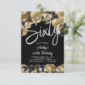 Zestig Zwart Goud 60e Foto Verjaardag Kaart (Staand voorkant)