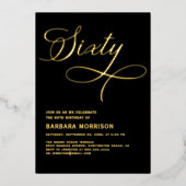 Zestig zwart goud 60ste verjaardag folie uitnodiging (Voorkant)