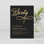 Zestig zwart goud 60ste verjaardag kaart (Staand voorkant)