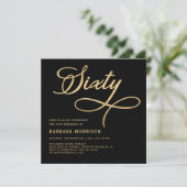 Zestig zwart goud 60ste verjaardag kaart (Staand voorkant)