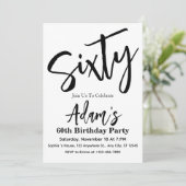 Zestig Zwart & Wit Modern 60ste verjaardagsfeestje Kaart (Staand voorkant)