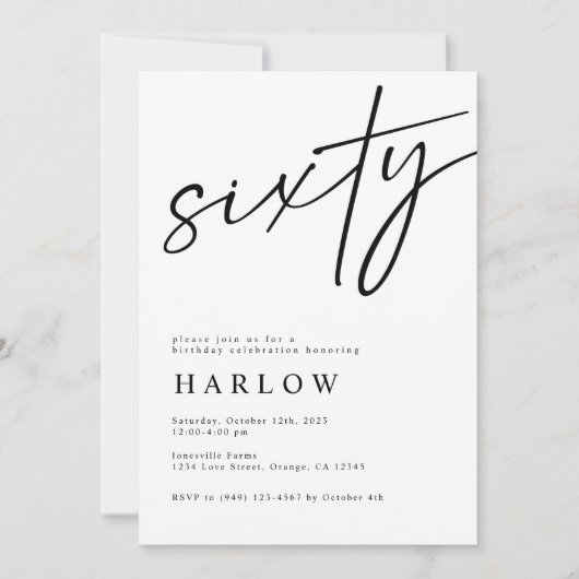 Zestig zwarte en witte uitnodiging (Voorkant)