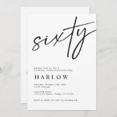 Zestig zwarte en witte uitnodiging (Voorkant / Achterkant)