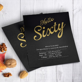 Zestig zwarte goudbegroting 60e verjaardag uitnodi flyer