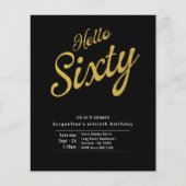 Zestig zwarte goudbegroting 60e verjaardag uitnodi flyer (Voorkant)