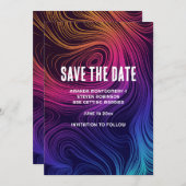 Zestiger jaren Vibe Cirkels & Krullen Cool Bruilof Save The Date (Voorkant / Achterkant)