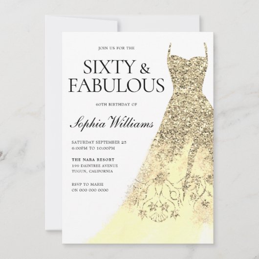 Zestigste Gouden Sparkle Dress 60ste Verjaardagsfe Kaart (Voorkant)
