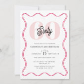 Zestigste Retro Wavy Borders 60ste Verjaardag Kaart (Voorkant)