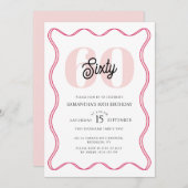 Zestigste Retro Wavy Borders 60ste Verjaardag Kaart (Voorkant / Achterkant)