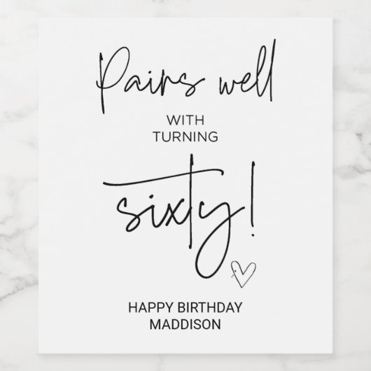 Zestigste verjaardag Gift 60th Party Gift for Pare Wijn Etiket (Enkel label)