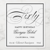 Zestigste verjaardag of Jubileum Wijn Etiket (Enkel label)