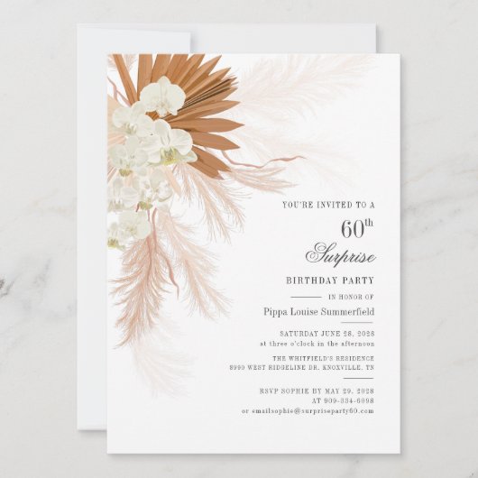 Zestigste zestigste verjaardag Pampas Grass Modern Kaart (Voorkant)