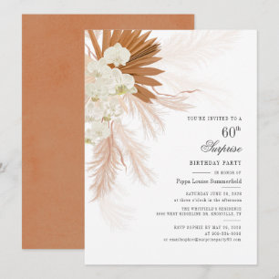 Zestigste zestigste verjaardag Pampas Grass Modern Kaart