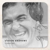 zestigtal ballonsnaren | Foto 60ste verjaardag Kartonnen Onderzetters (Voorkant)