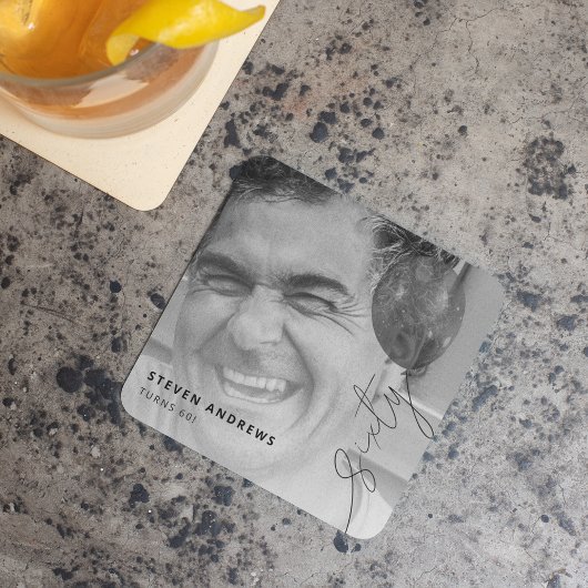 zestigtal ballonsnaren | Foto 60ste verjaardag Kartonnen Onderzetters