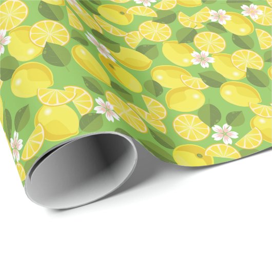 Zesty citroen: Citrus Pattern Delight Cadeaupapier (Rol Hoek)