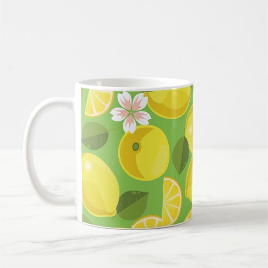 Zesty citroen: Citrus Pattern Delight Koffiemok (Links)