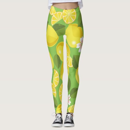 Zesty citroen: Citrus Pattern Delight Leggings (Voorkant)