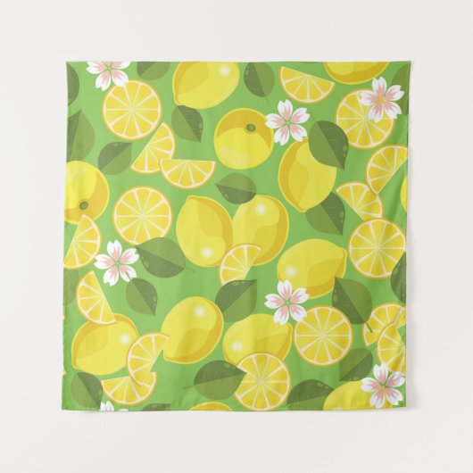 Zesty citroen: Citrus Pattern Delight Wandkleed (Voorkant (horizontaal))