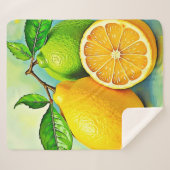 Zesty Citrus Burst of Sunshine Design Sherpa Deken (Voorkant (horizontaal))