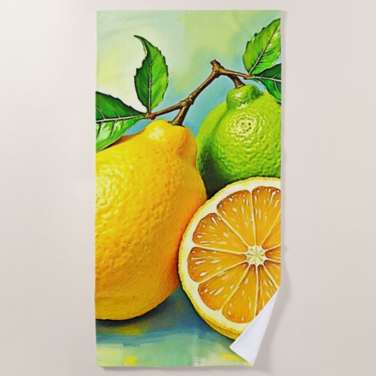 Zesty Citrus Burst of Sunshine Design Strandlaken (Voorkant)