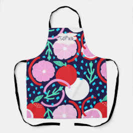 Zesty Citrus Geometric Confetti Chef Midnight Schort