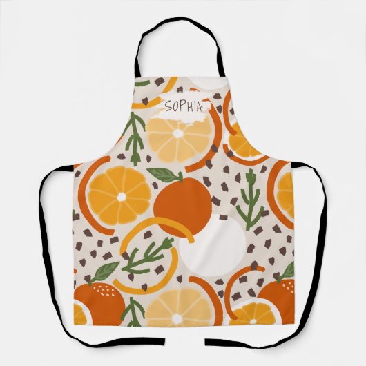 Zesty Citrus Geometric Confetti Chef Retro Kitchen Schort (Voorkant)