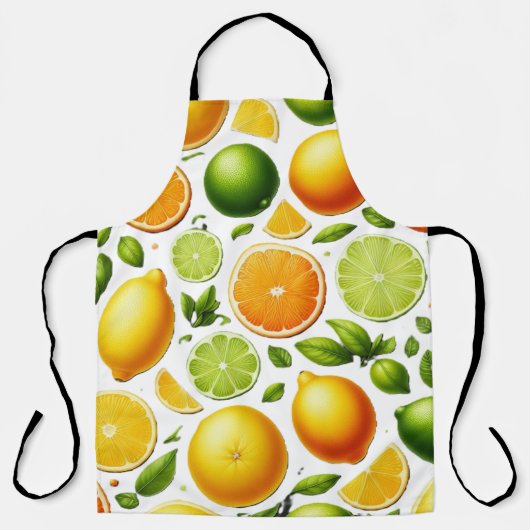 Zesty Citrus Harvest Apron – Orange & Lime Design Schort (Voorkant)
