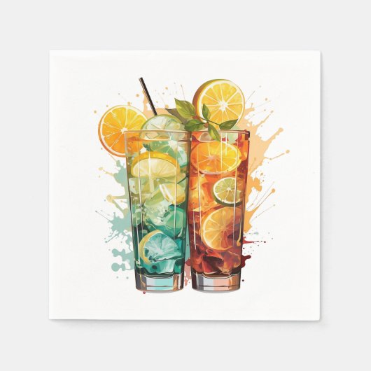 🍋 "Zesty Cocktail Hour" Papieren servetten 🍊 (Voorkant)