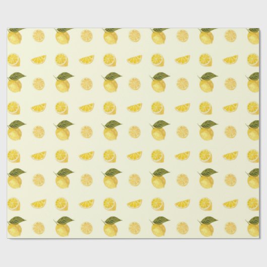 Zesty Lemon Citrus Pattern in Yellow and Green Cadeaupapier (Vlak)