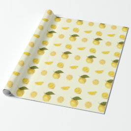 Zesty Lemon Citrus Pattern in Yellow and Green Cadeaupapier
