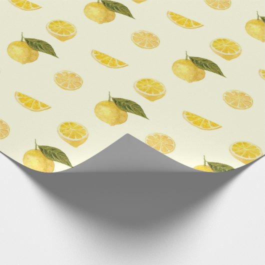 Zesty Lemon Citrus Pattern in Yellow and Green Cadeaupapier (Hoek)