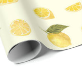 Zesty Lemon Citrus Pattern in Yellow and Green Cadeaupapier (Rol Hoek)