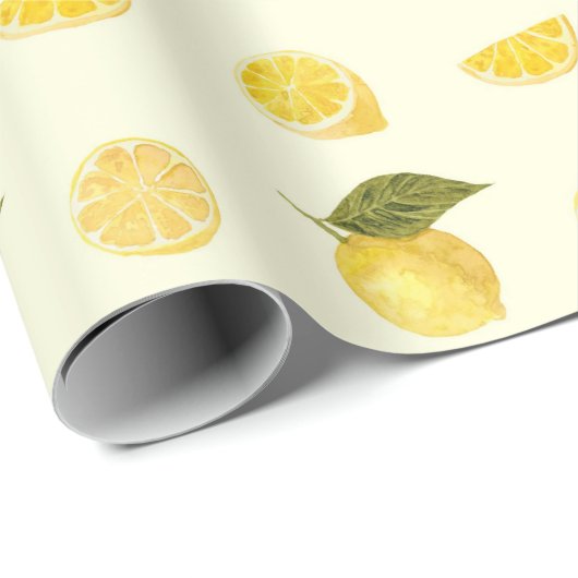Zesty Lemon Citrus Pattern in Yellow and Green Cadeaupapier (Rol Hoek)
