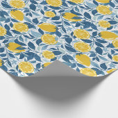 Zesty Lemon Garden - Helder geel en blauw Cadeaupapier (Hoek)