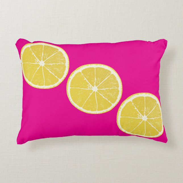 Zesty Lemon on Pink Accent Pillow Accent Kussen (Voorkant)