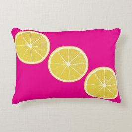 Zesty Lemon on Pink Accent Pillow Kussen