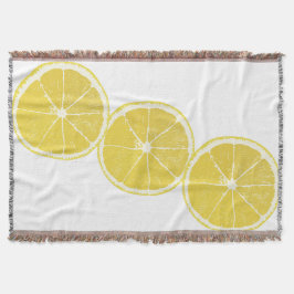 Zesty Lemon Slice Trio Throw Blanket Deken