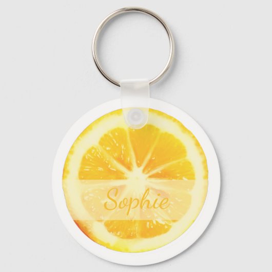 ZESTY LEMON SLICED YELLOW CITRUS FRUIT SPRINGTIME SLEUTELHANGER (Voorkant)