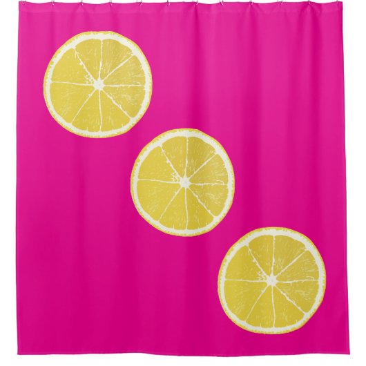 Zesty Lemon Slices on Bright Pink Shower Curtain Douchegordijn (Voorkant)