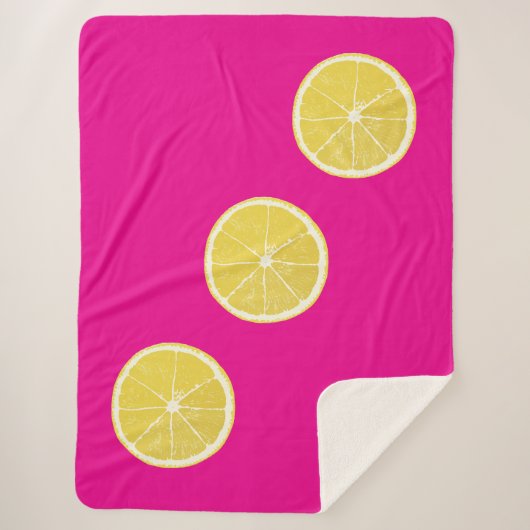 Zesty Lemon Trio on Pink Sherpa Blanket Deken (Voorkant)