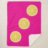 Zesty Lemon Trio on Pink Sherpa Blanket Sherpa Deken (Voorkant)